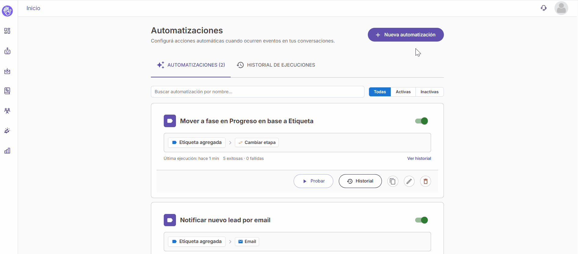 Automatizacion - CONFIG  Mover etapa en base a etiqueta