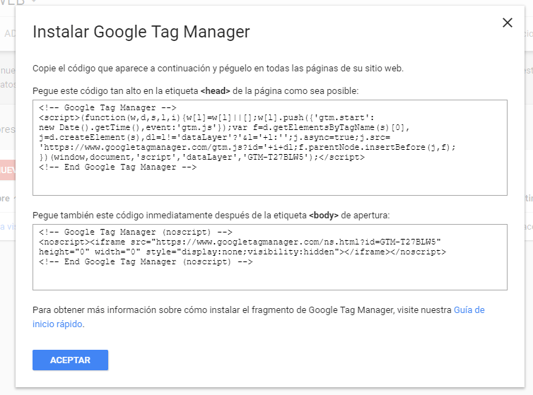 script instalacion google tag manager