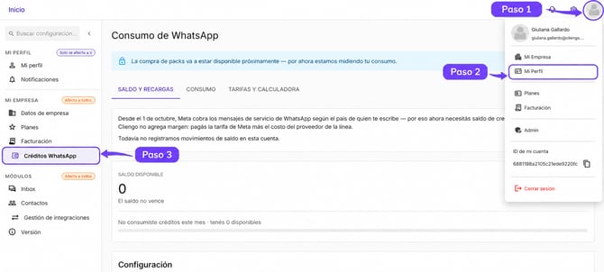 paso a paso para creditos de whatsapp